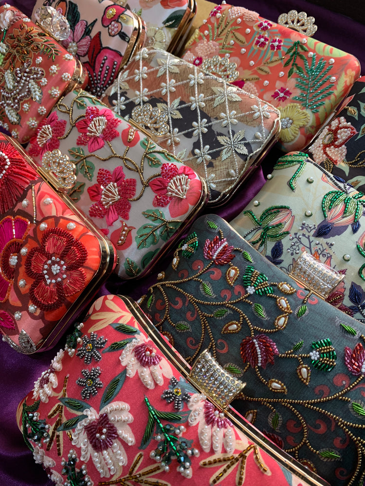 Print Highlight Embroidery Clutches