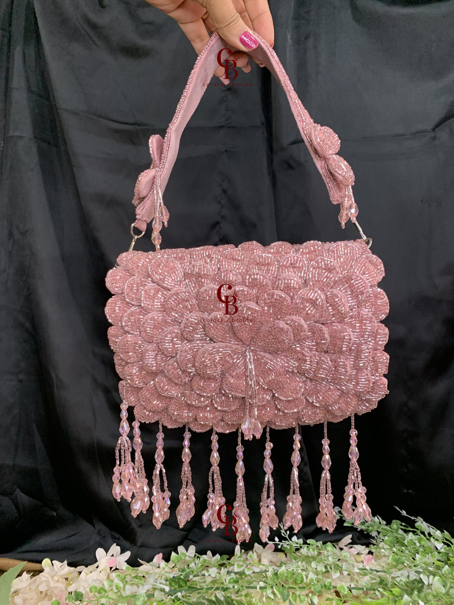 Leaf Bag with 3d Flowers