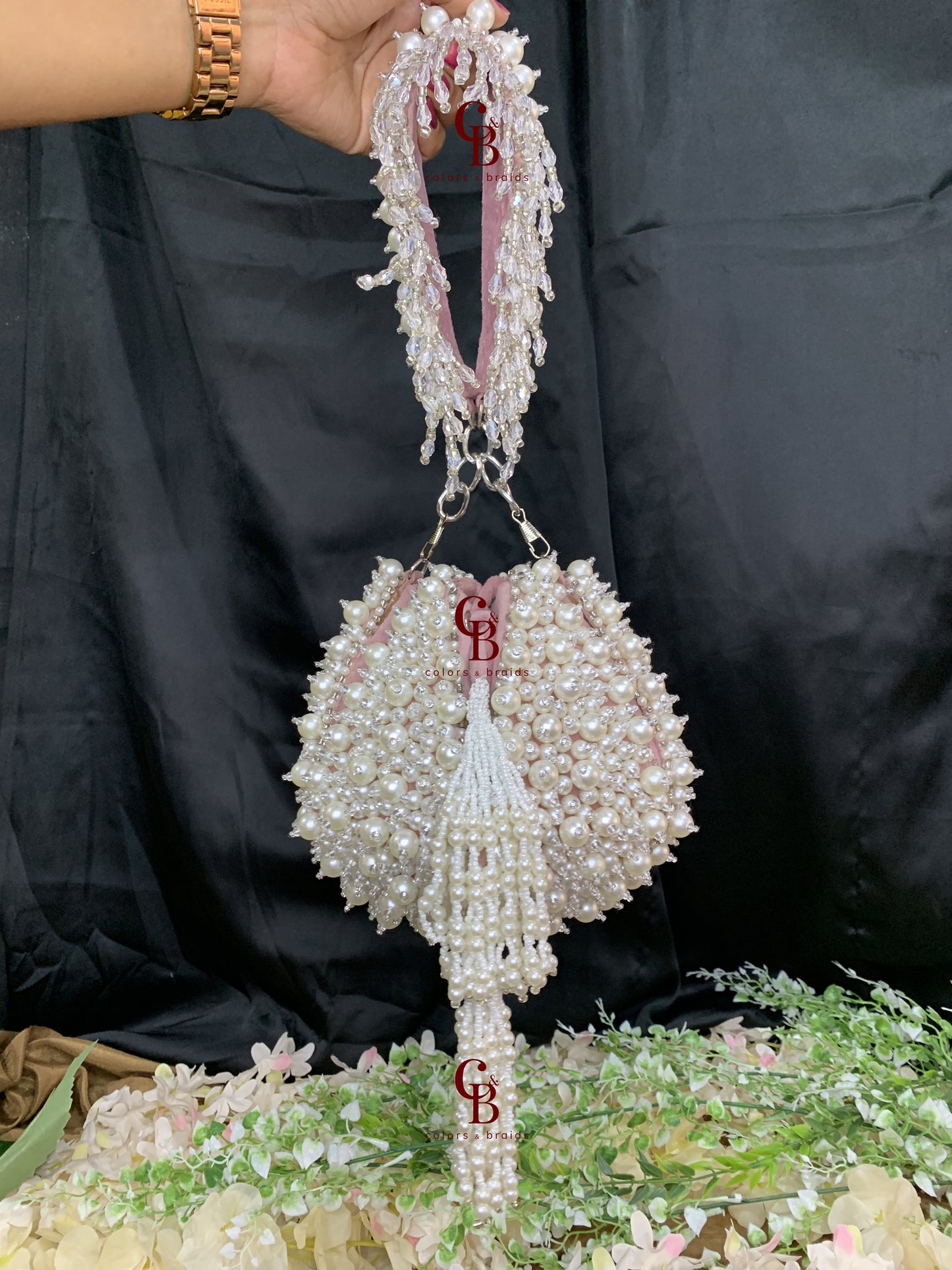 Lotus Bloom Pearls Potli