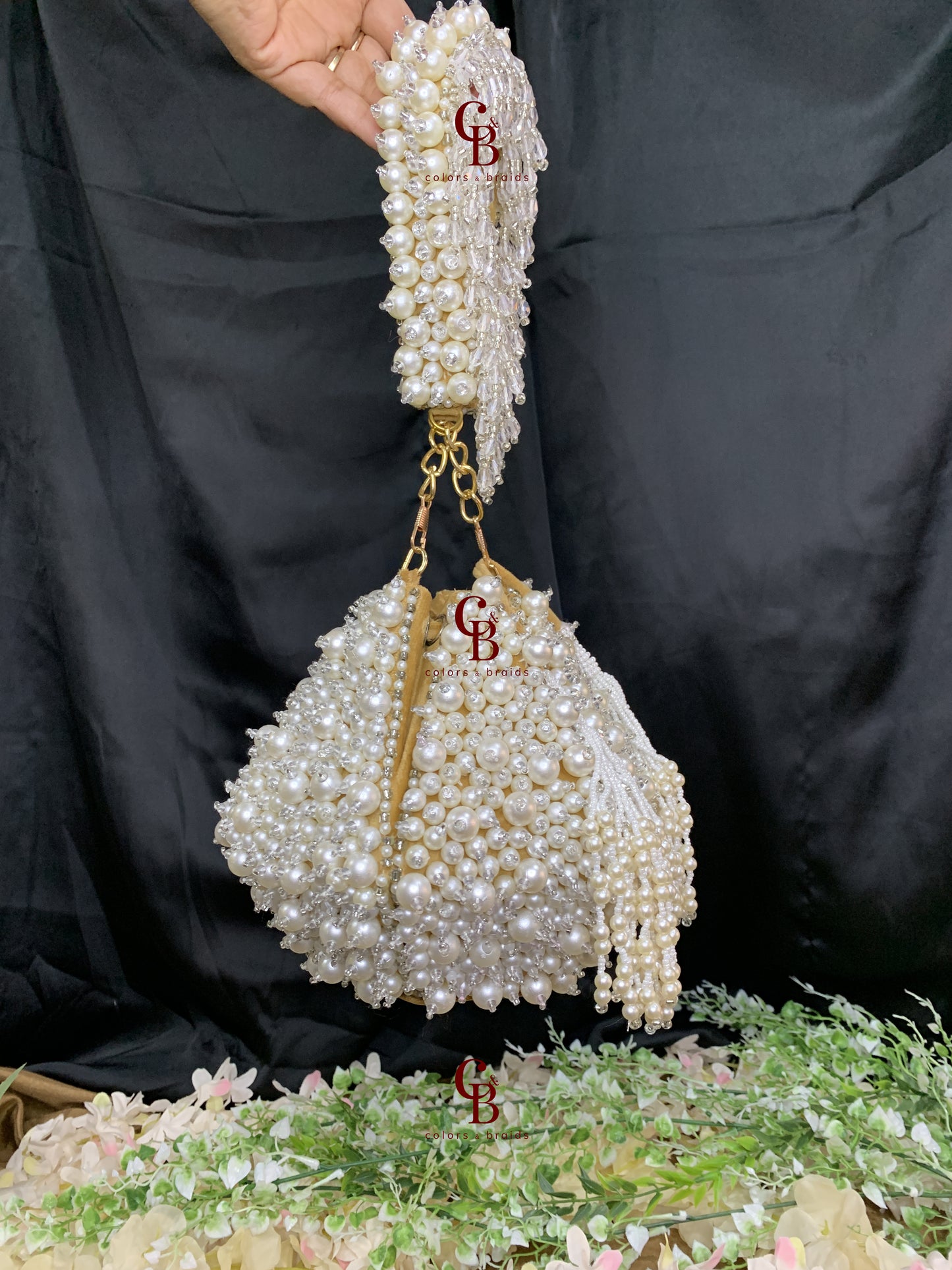 Lotus Bloom Pearls Potli