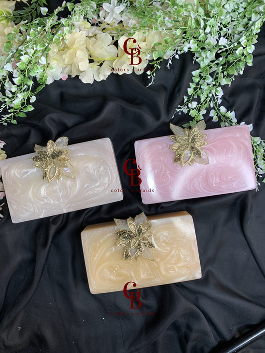 Petal Adorned Resin Clutch