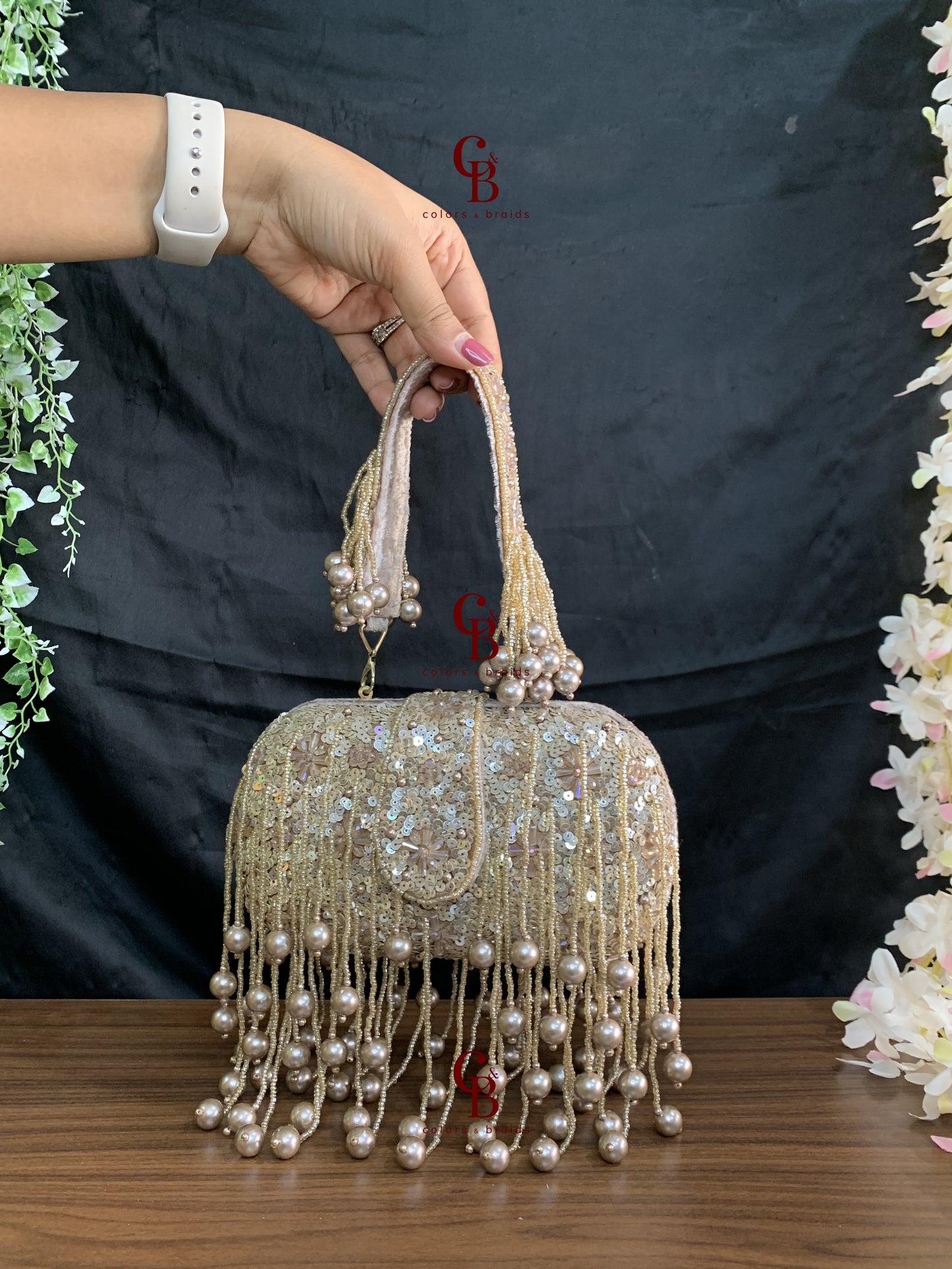 Capsule Sequin and Pearl Clutch