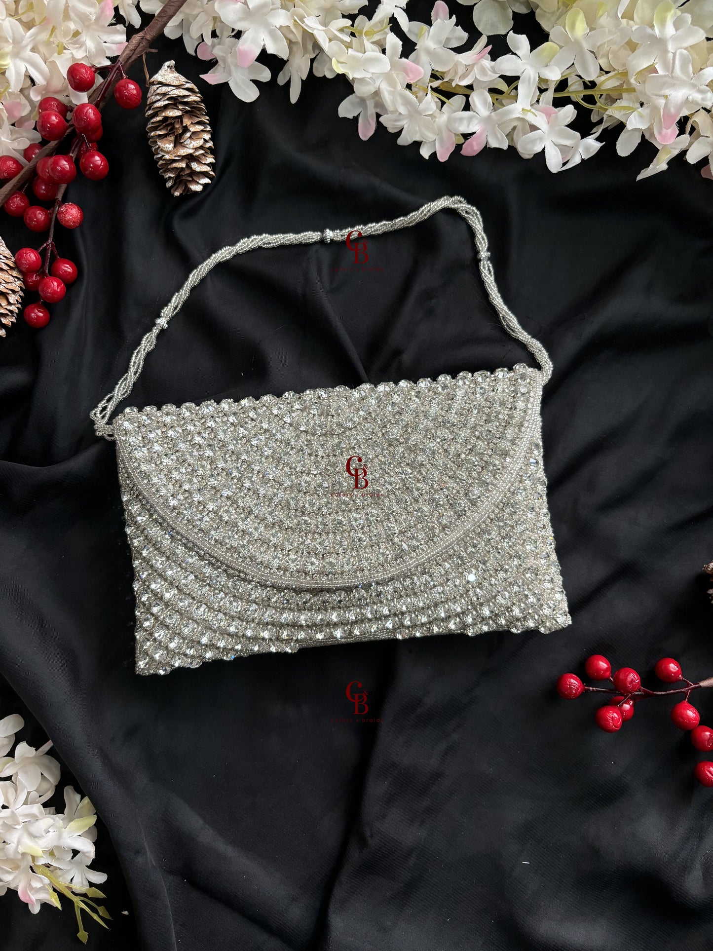 Crystal Glory Envelope Flap Clutch