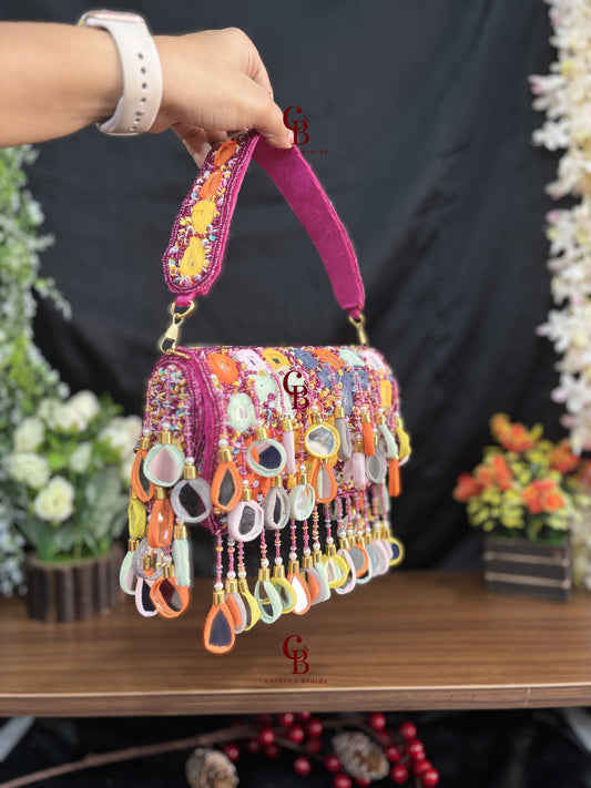 Multicolor Mirror Tassels Flap Clutch - New Colors