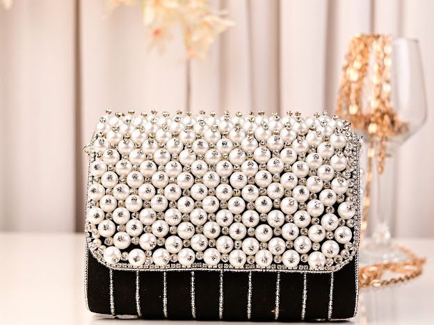 Aaisha Pearl Flap Clutch