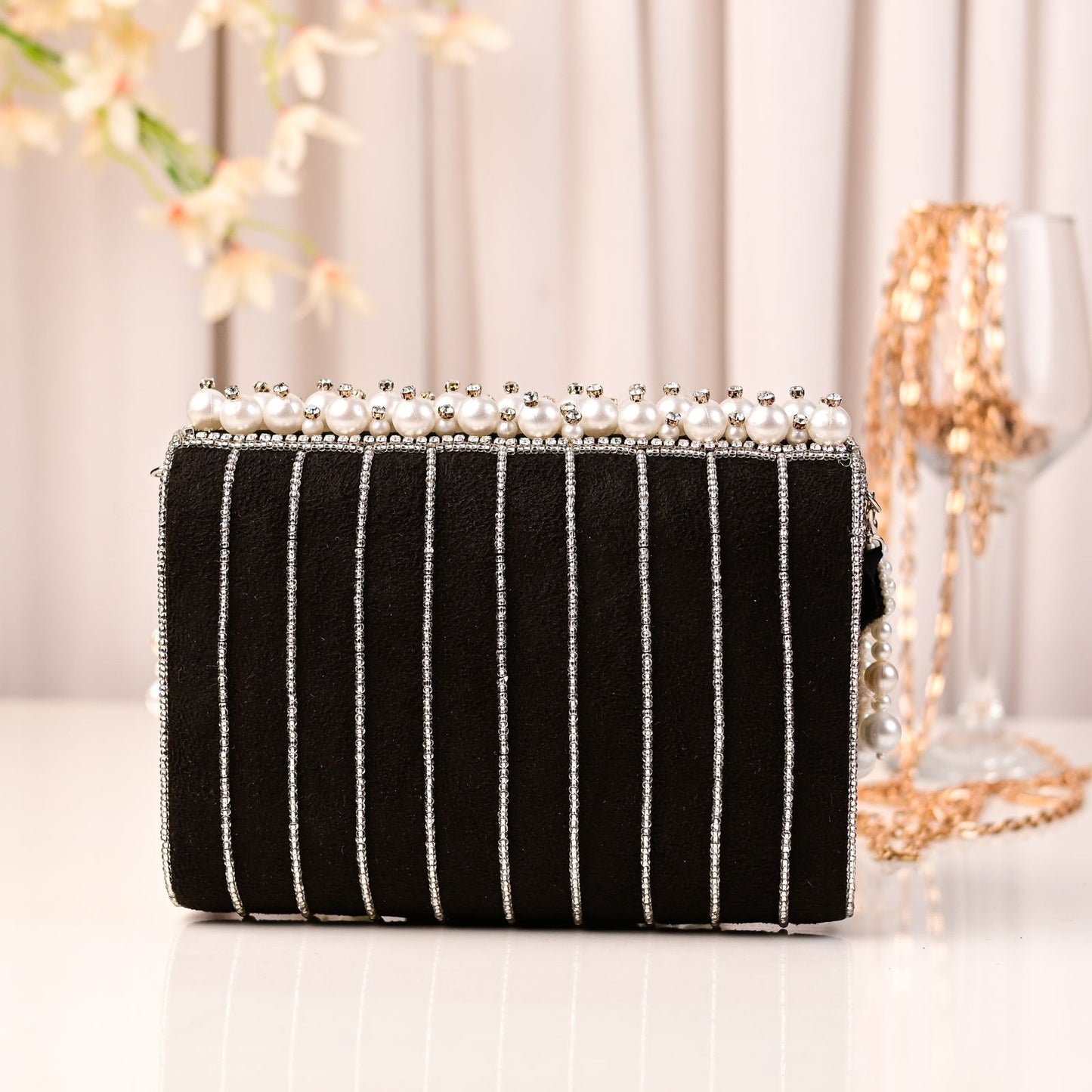 Aaisha Pearl Flap Clutch