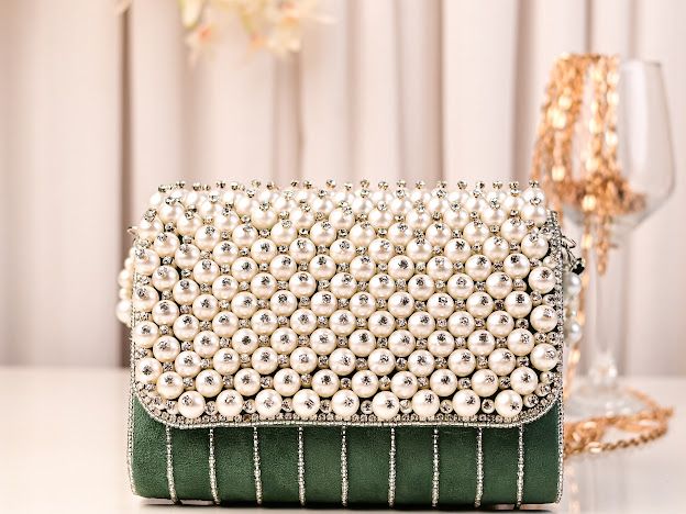 Aaisha Pearl Flap Clutch