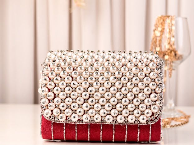 Aaisha Pearl Flap Clutch