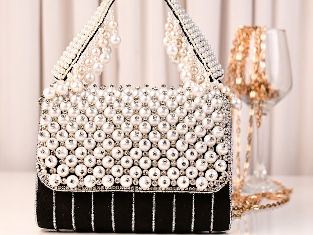 Aaisha Pearl Flap Clutch