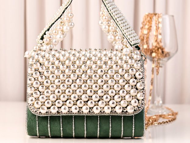 Aaisha Pearl Flap Clutch