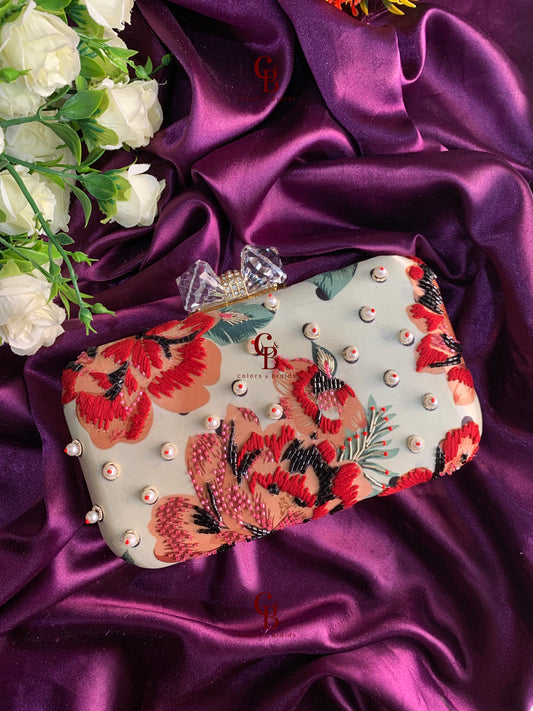 Cherry Blossoms Bow Knob Clutch