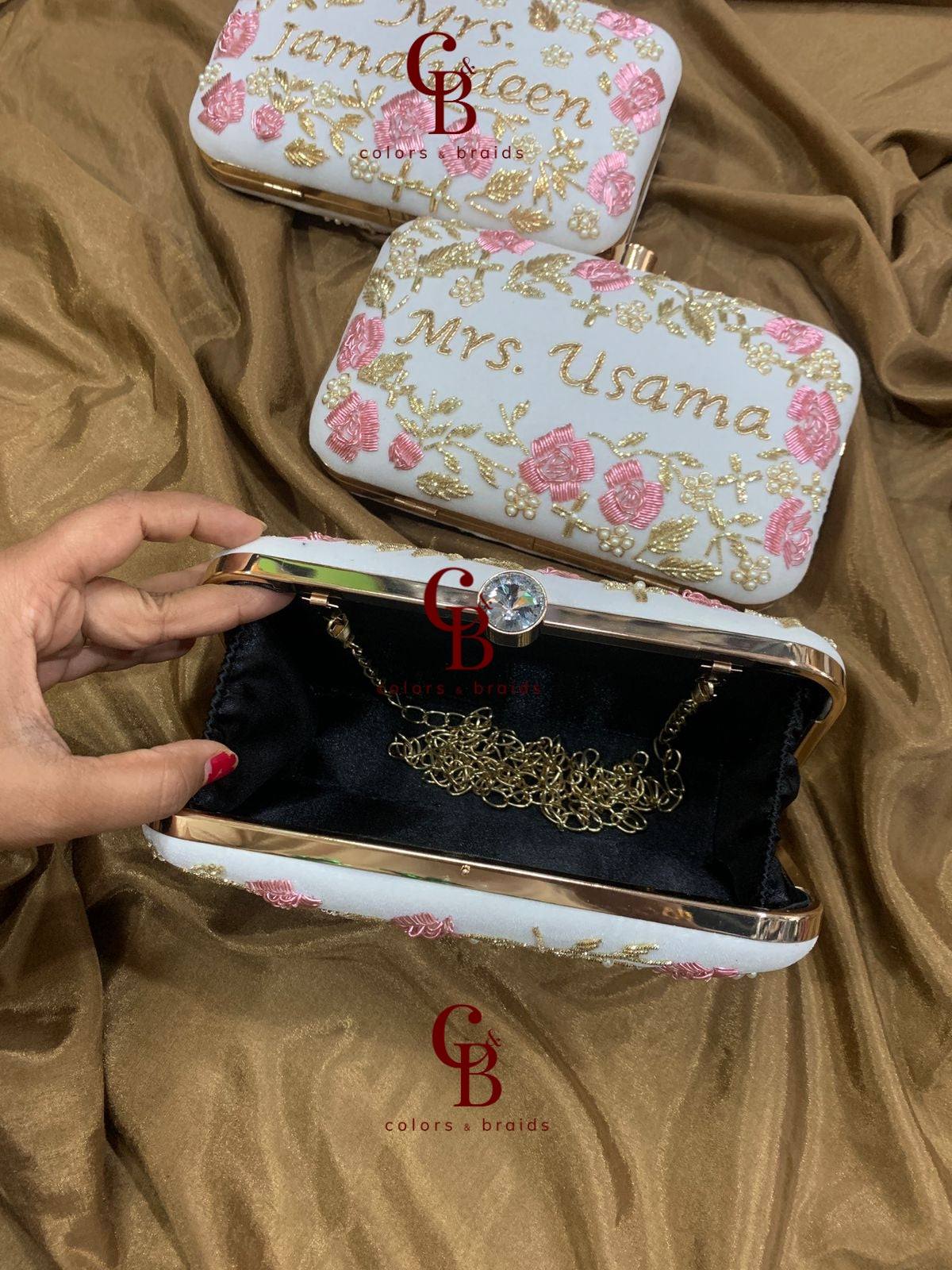 Pink rose Name Clutches