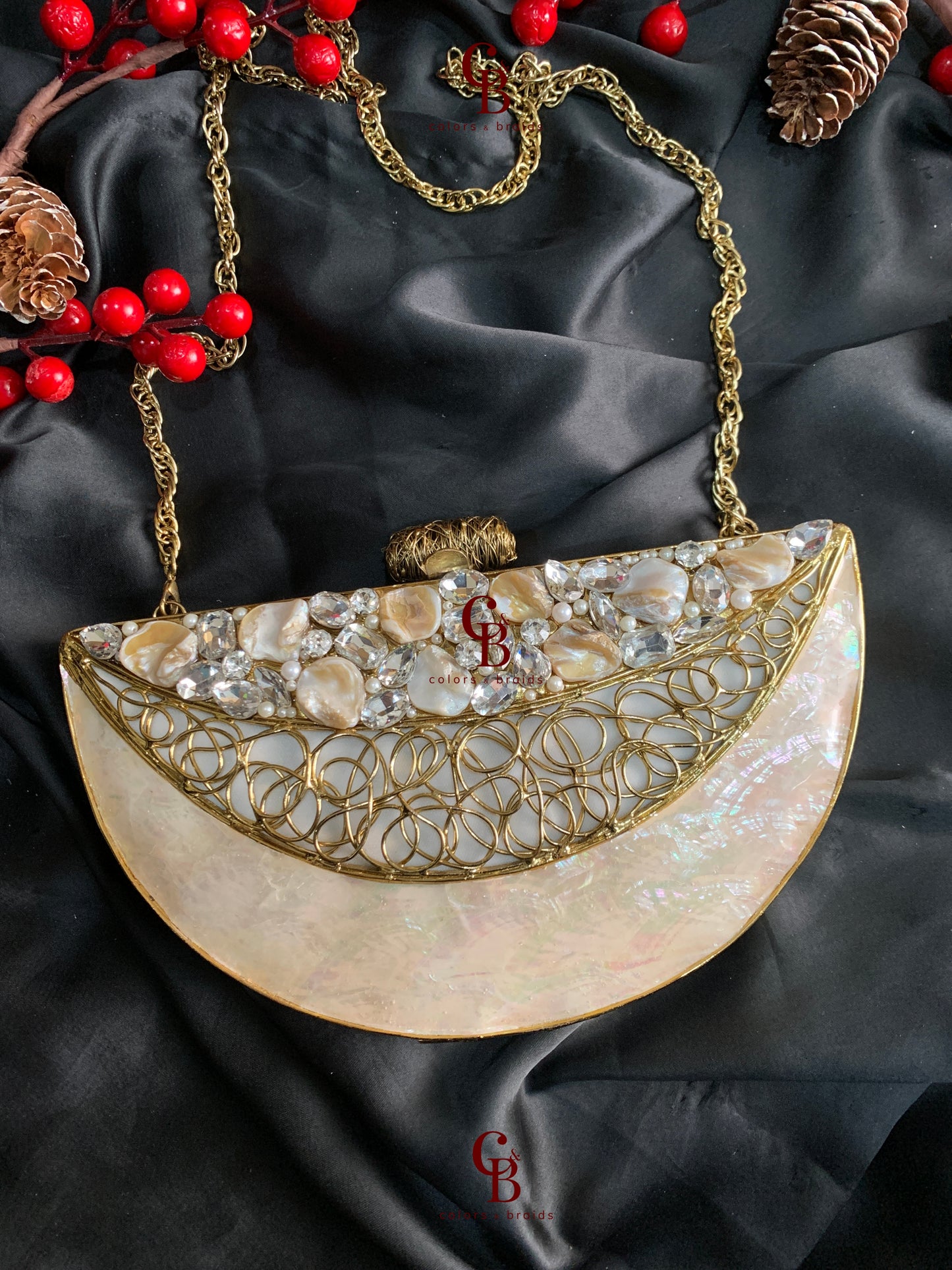 Trellis Mother of Pearl - MOP Clutch