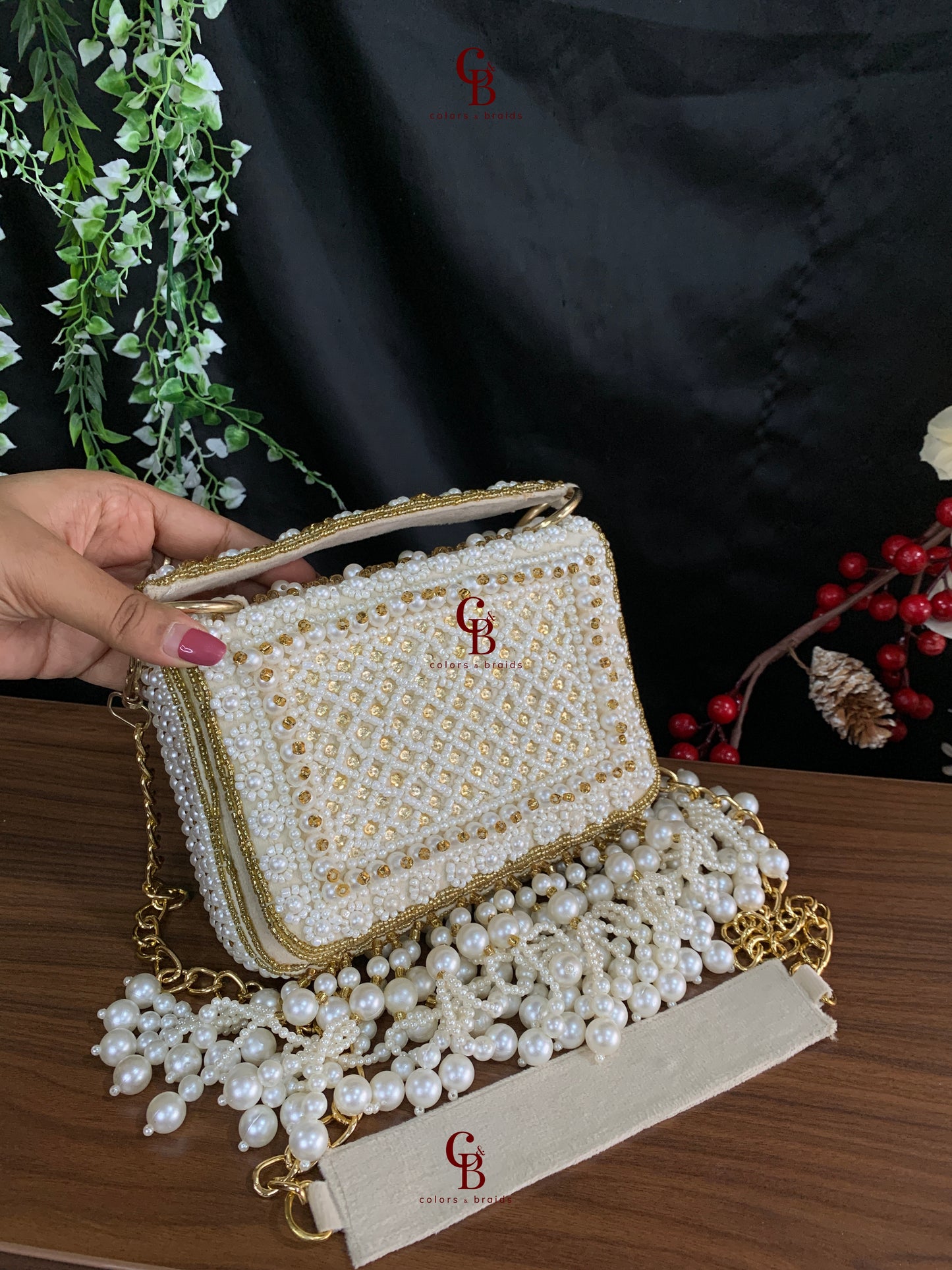 Lana Pearl Flap Clutch