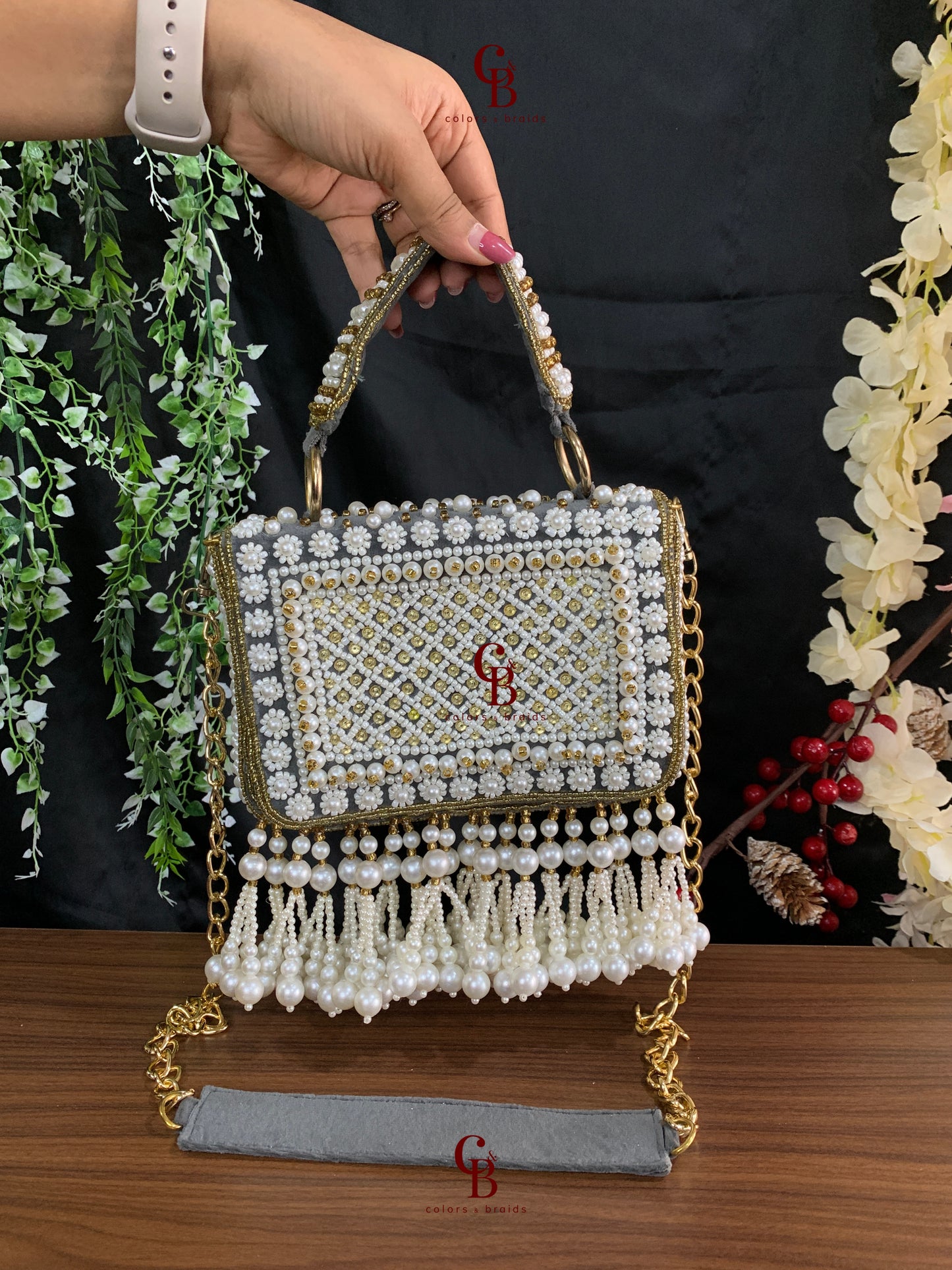 Lana Pearl Flap Clutch