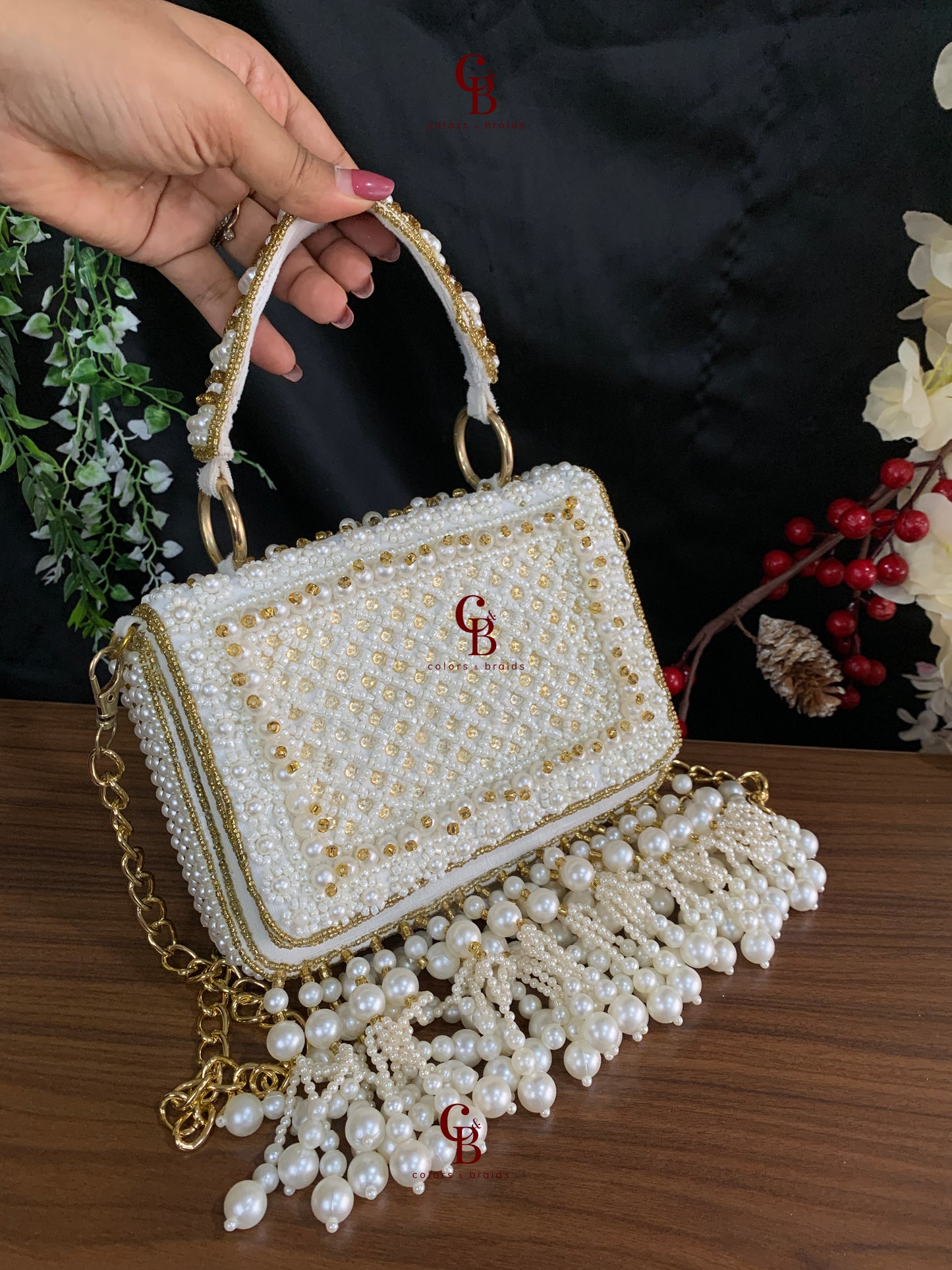 Lana Pearl Flap Clutch