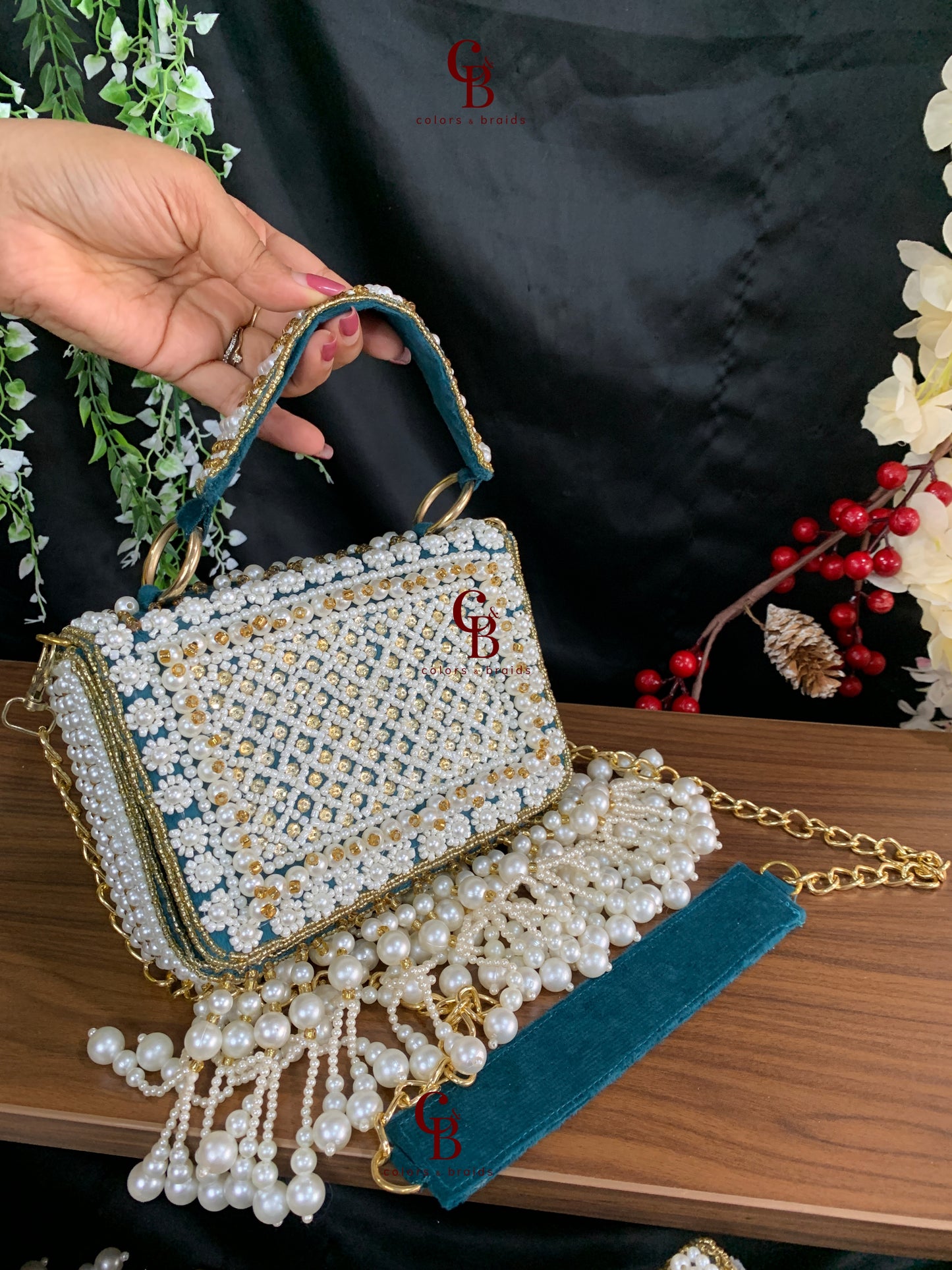 Lana Pearl Flap Clutch