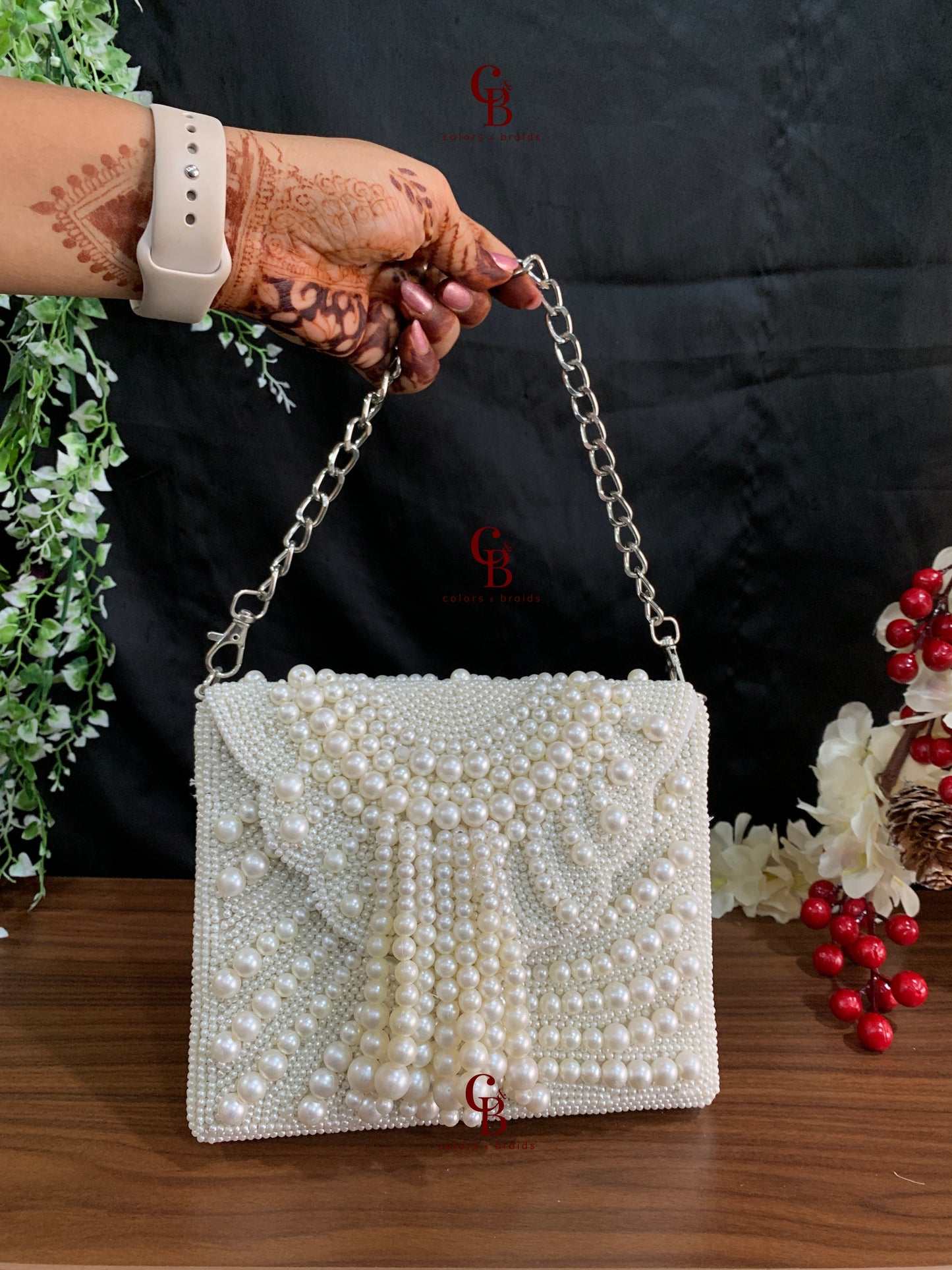 Adora Pearl Flap Clutch