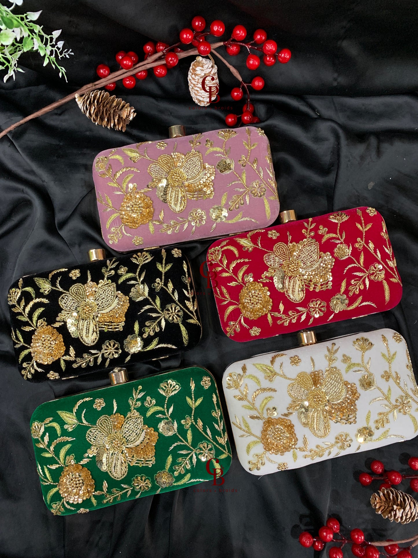 Phool Embroidered Clutch