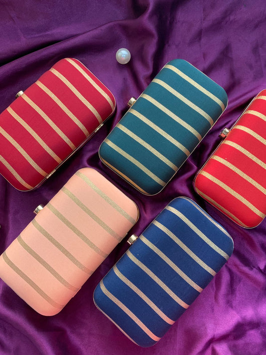 Stripe Zari Clutch