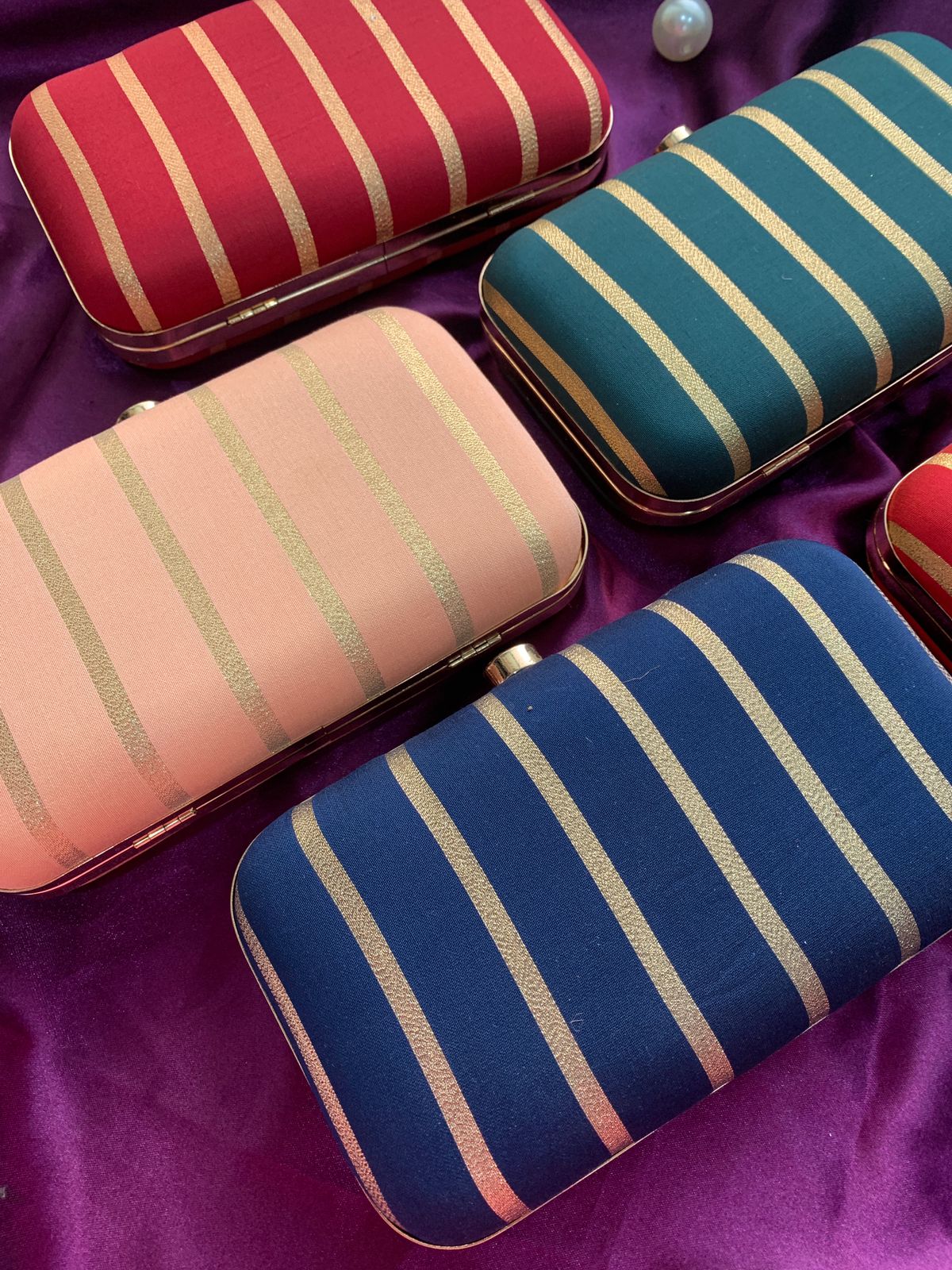 Stripe Zari Clutch