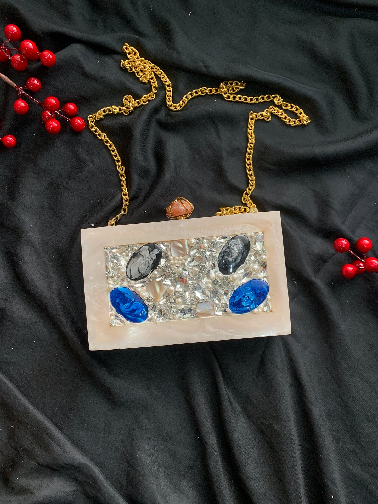 Blue Stone Resin Clutch