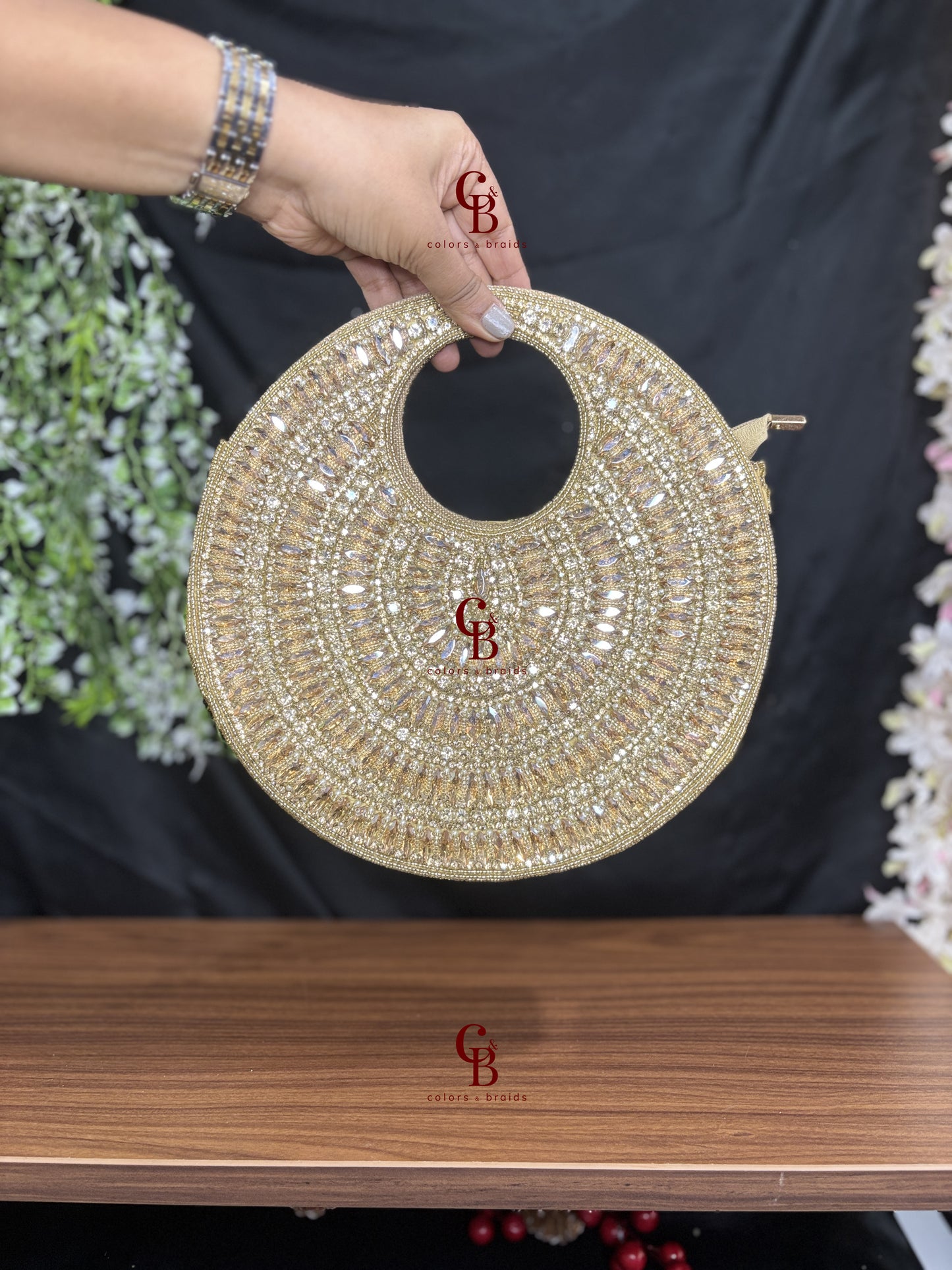 Crystal Round Shaped Clutch