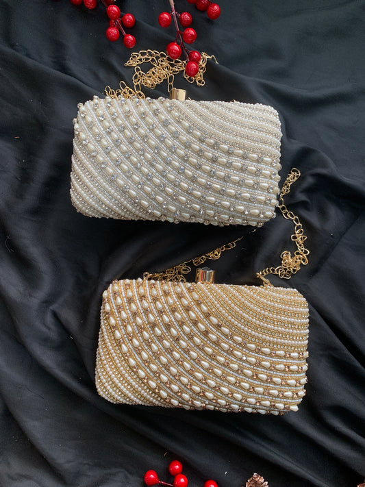 Aamna Pearl + Crystals Clutch