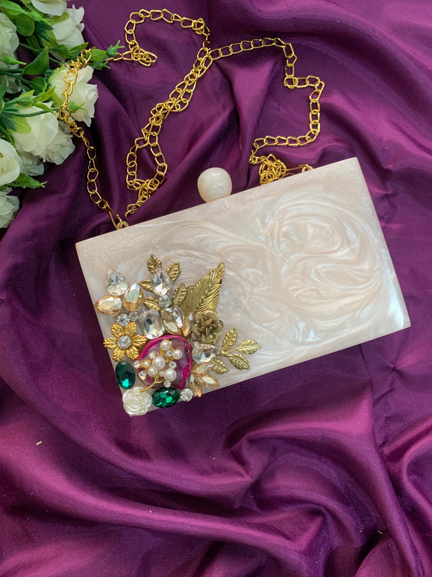 Radiant Ruched Resin Clutch