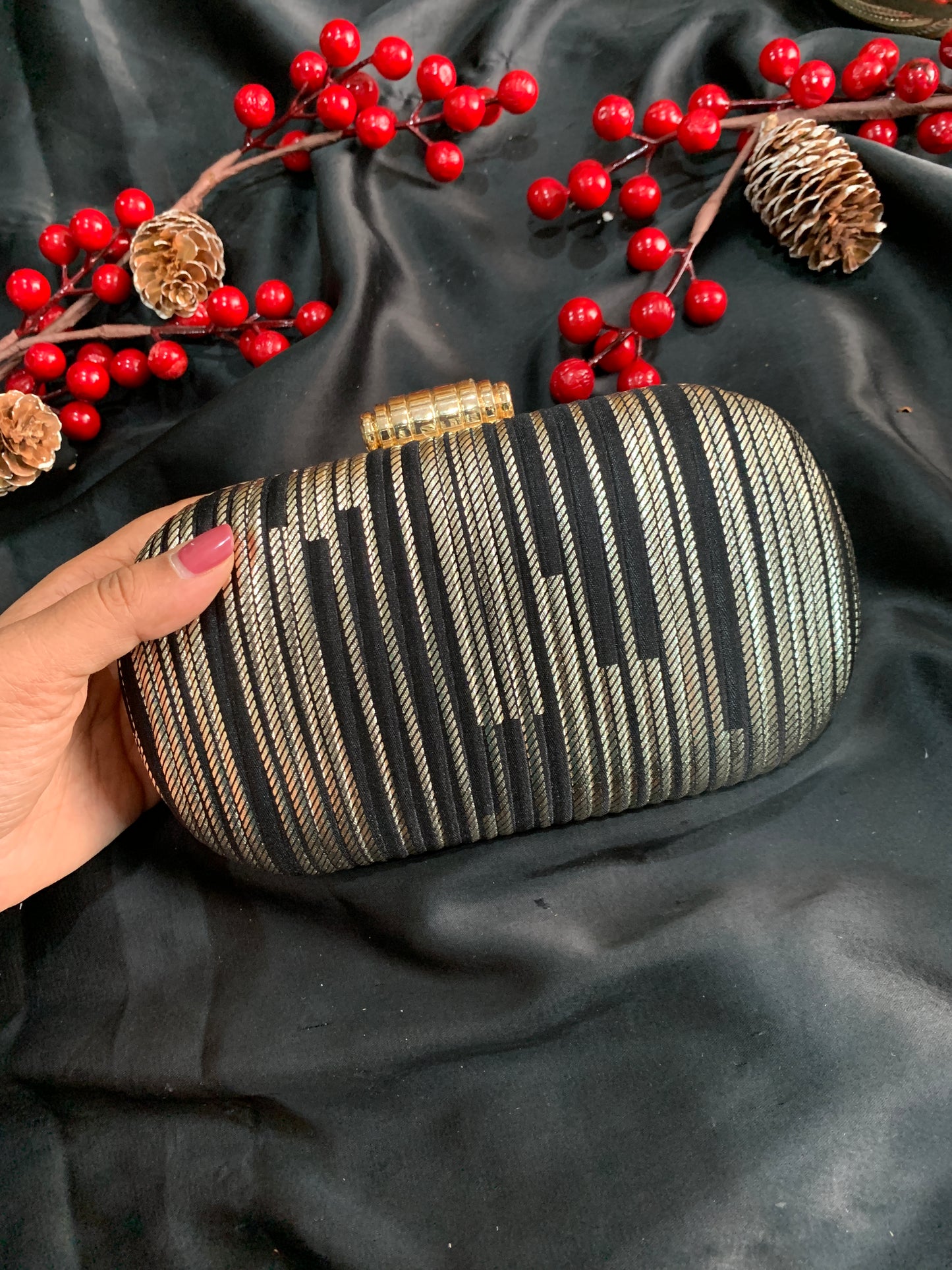 Zareena Crushed Fabric Clutch