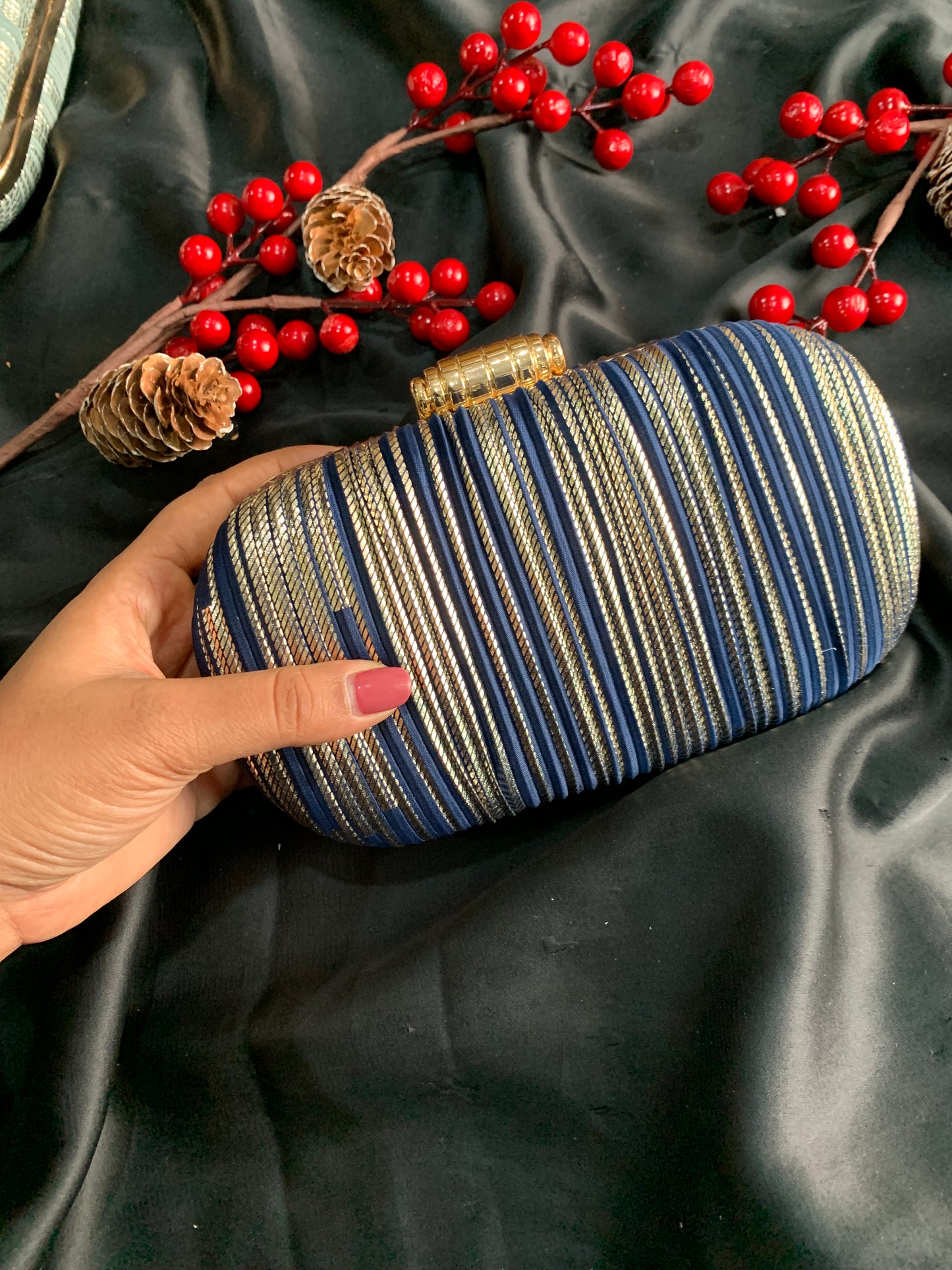 Zareena Crushed Fabric Clutch