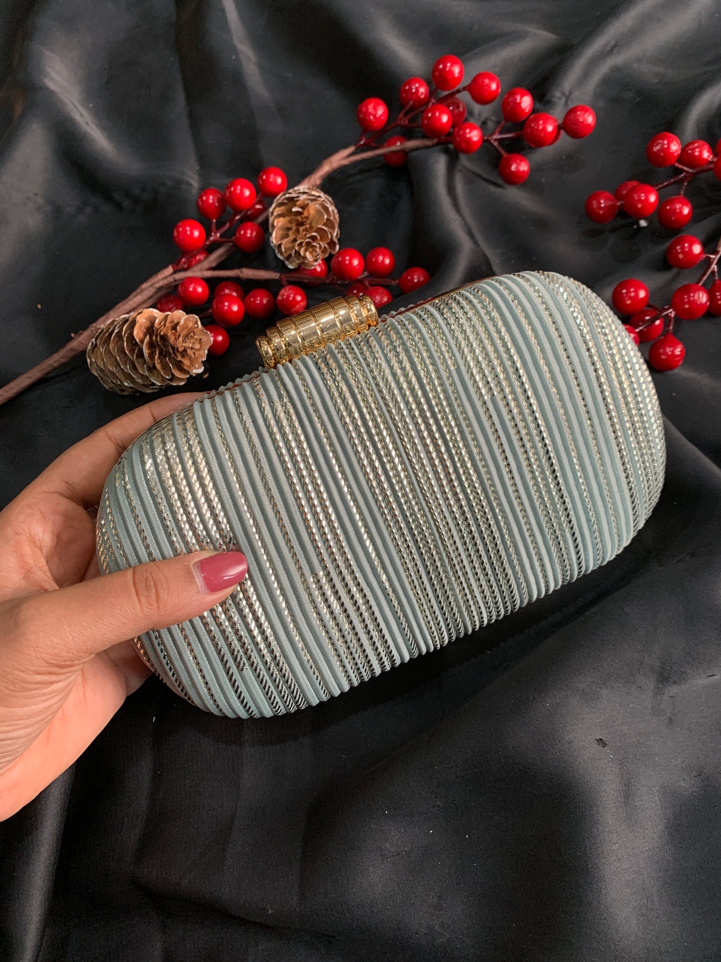 Zareena Crushed Fabric Clutch