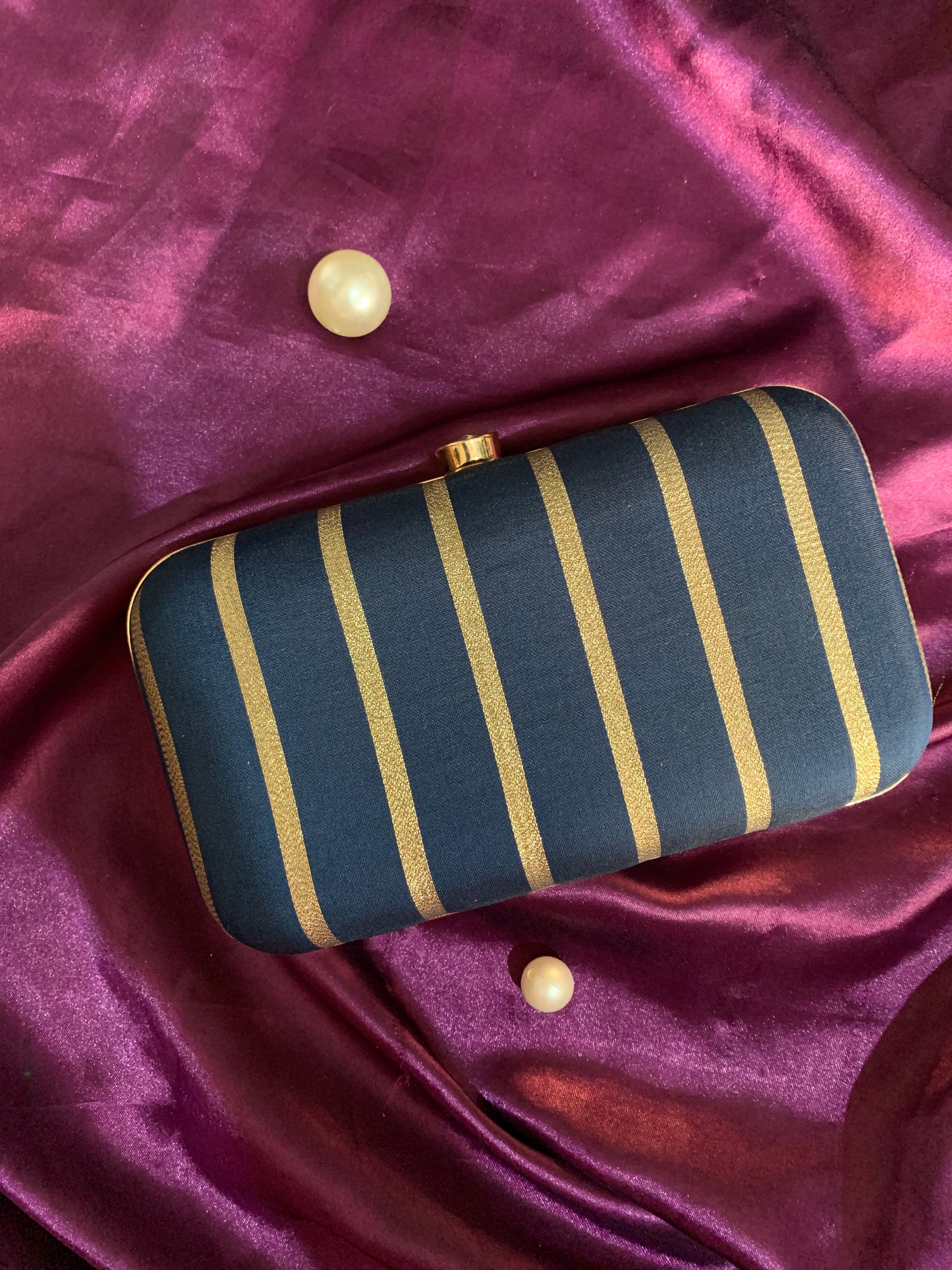 Stripe Zari Clutch