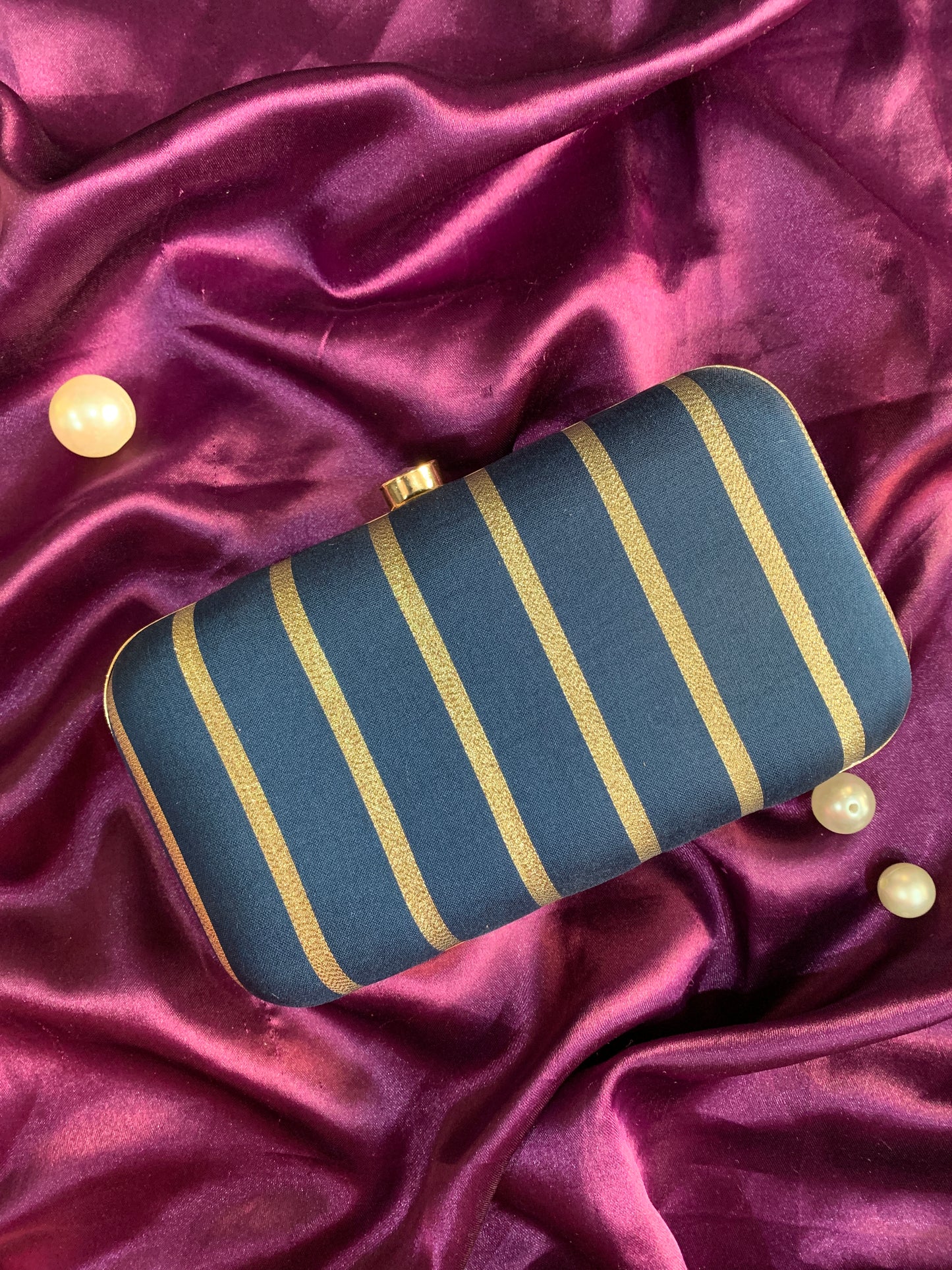 Stripe Zari Clutch