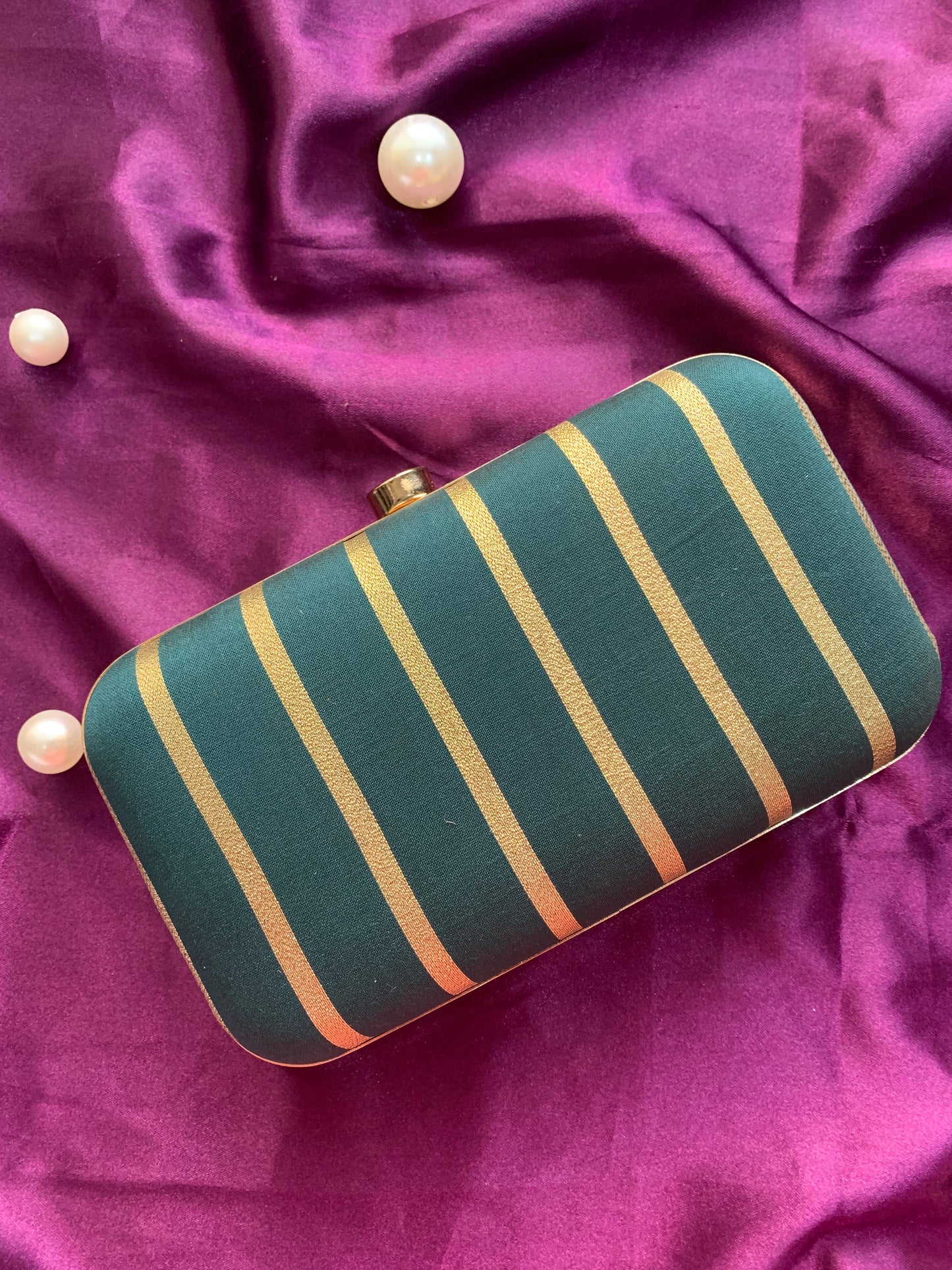 Stripe Zari Clutch