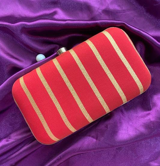 Stripe Zari Clutch