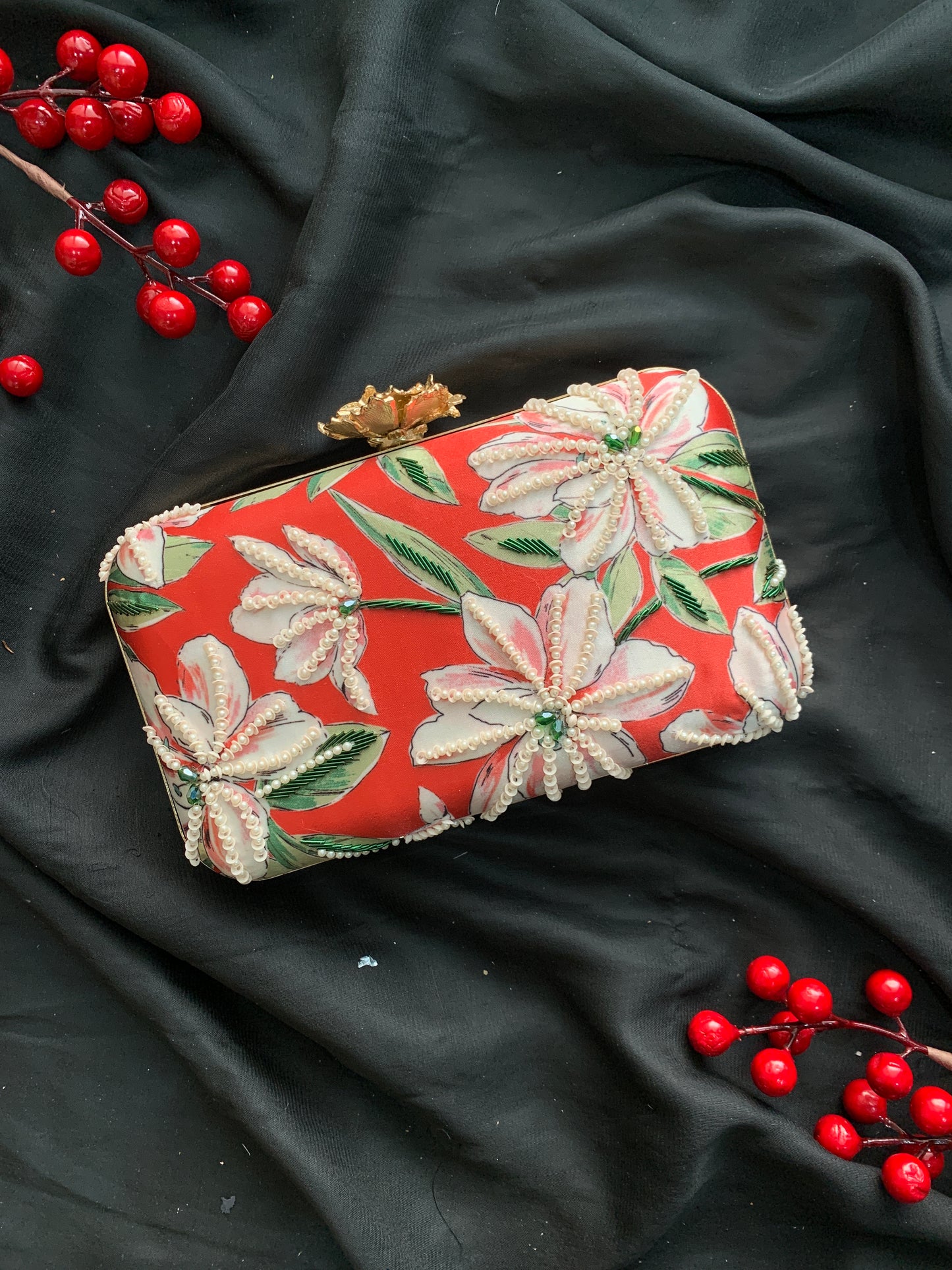 Ruby Blossom Clutch